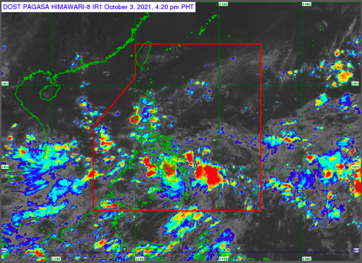 Pagasa weather satellite as of Oct. 3, 4:20 p.m. Screengrab from Pagasa’s website.