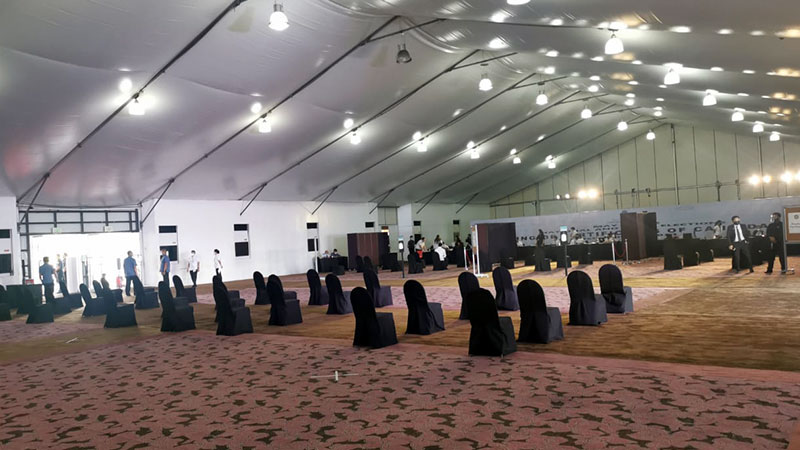 The Harbor Garden Tent at Sofitel hotel in Pasay City where aspirants for national posts in the 2022 elections will file their certificates of candidacy or COCs from October 1-8, 2021. INQUIRER.net/John Eric Mendoza