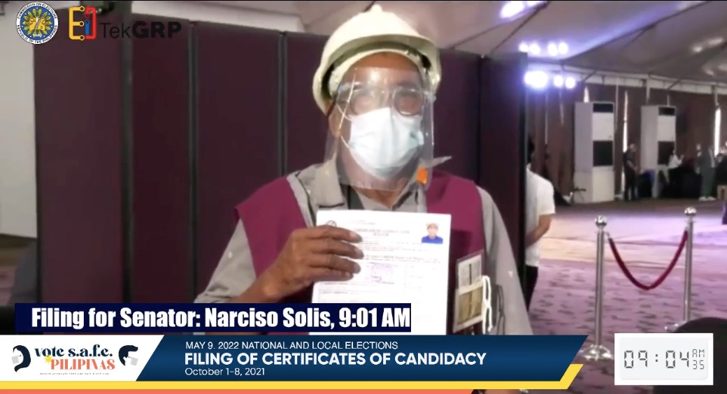 Narciso Solis, Sonny Boy Andrade, and Ang Koalisyon ng Indigenous People filed their respective certificates of candidacy COC. Screengrab from Comelec.