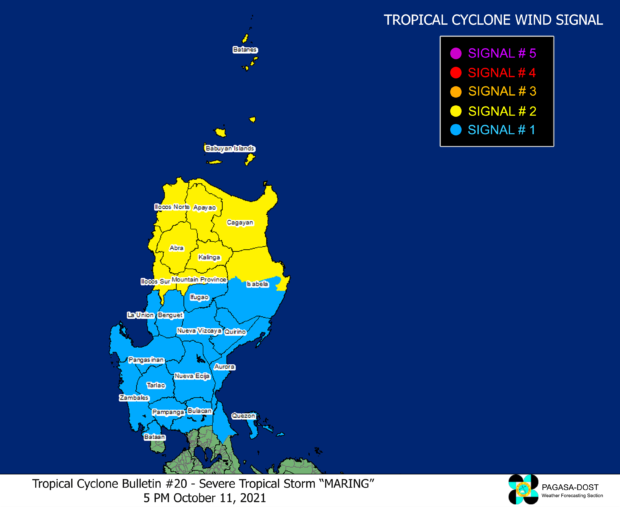 Signal No. 2 still up in 9 areas of Luzon due to severe TS Maring – Pagasa