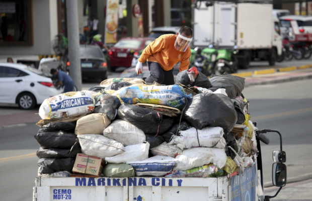 Materials for recycling are transported in Marikina City