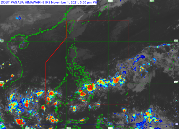 Cloudy skies with scattered rain are expected to prevail over parts of Southern Luzon, Eastern and Central Visayas on Tuesday while the rest of the country will have generally fair weather, said the Philippine Atmospheric, Geophysical and Astronomical Services Administration (Pagasa).