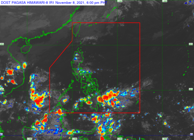 Pagasa weather satellite image as of 6PM, November 8.