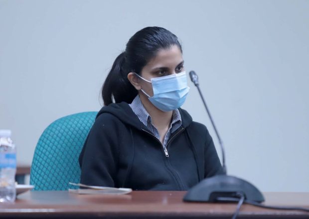 Pharmally Pharmaceutical Corp. executives Twinkle Dargani attends the continuation of the virtual inquiry of the Senate Blue Ribbon Committee. Senate PRIB file photo / Albert Calvelo