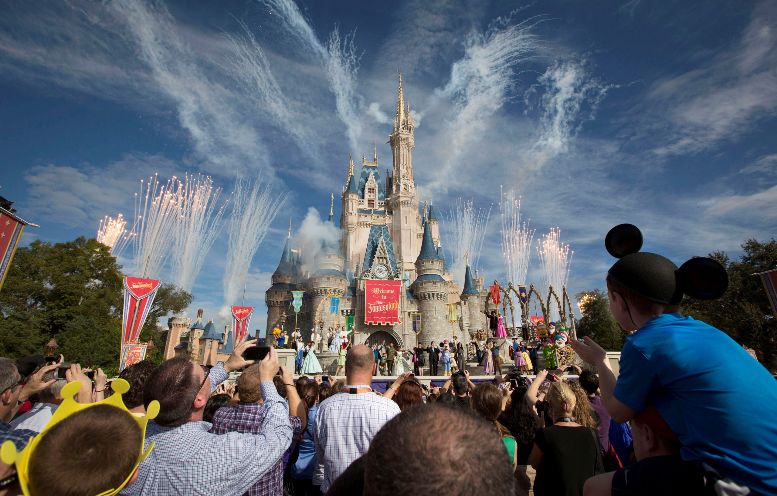 FILE PHOTO: Fireworks go off around Cinderella's castle during the grand opening ceremony for Walt Disney World's Fantasyland in Lake Buena Vista, Florida December 6, 2012. REUTERS/Scott Audette