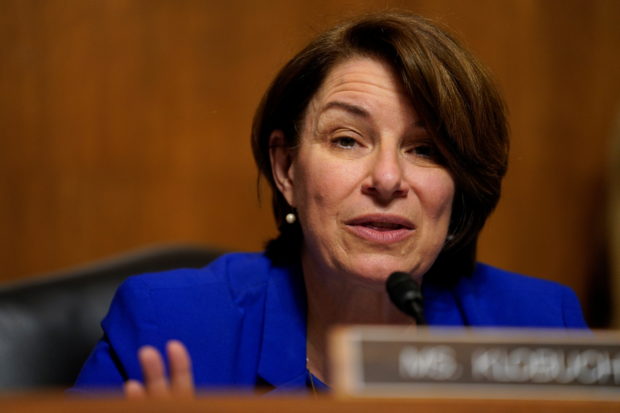 FILE PHOTO: U.S. Senator Amy Klobuchar (D-MN), chair of the Senate Judiciary Subcommittee on Competition Policy, Antitrust, and Consumer Rights, speaks during a hearing on "Big Data, Big Questions: Implications for Competition and Consumers" in Washington, D.C., U.S., September 21, 2021. Ting Shen/Pool via REUTERS