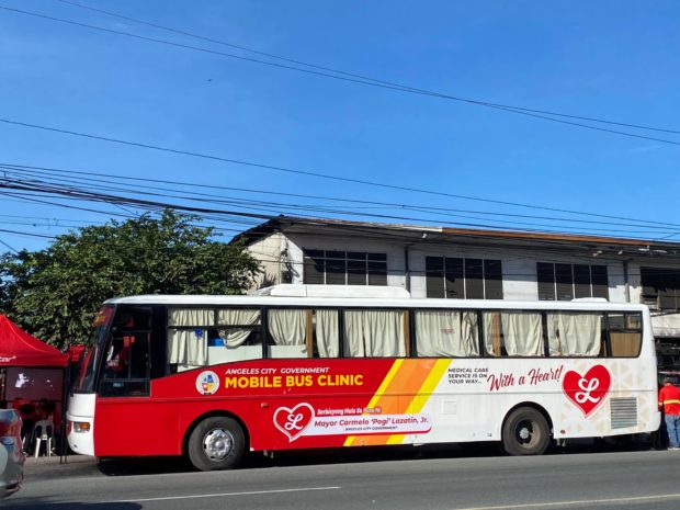 A mobile bus clinic along the Angeles City-Mabalacat City border