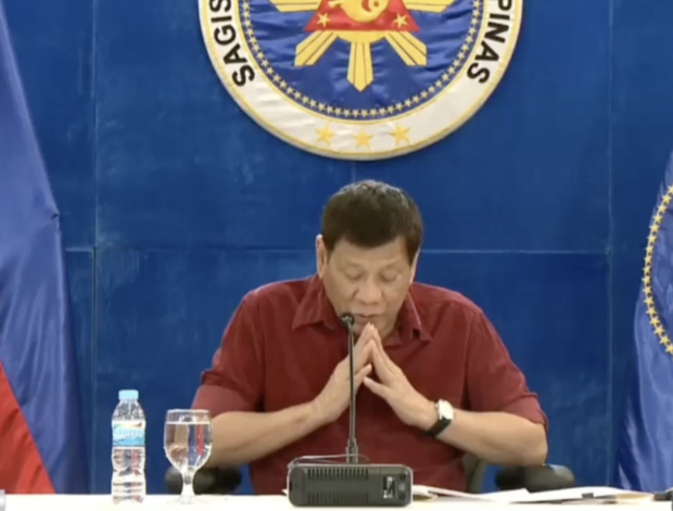 President Rodrigo Duterte in his public address. Screengrab from RTVM / Palace video