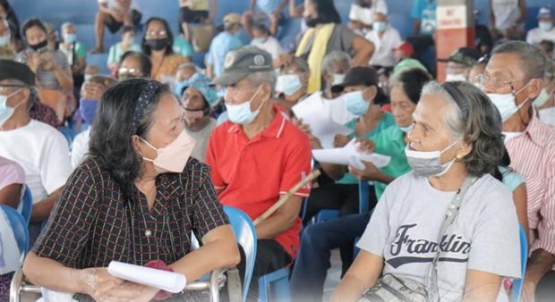 Senior citizens in San Marcelino town wait for the distribution of their P3,000 social pension from the government on Thursday, Nov. 18. (Photo courtesy of San Marcelino Public Information Office)