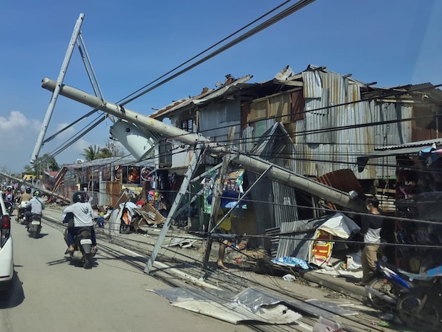 Toppled electric posts in Cebu City