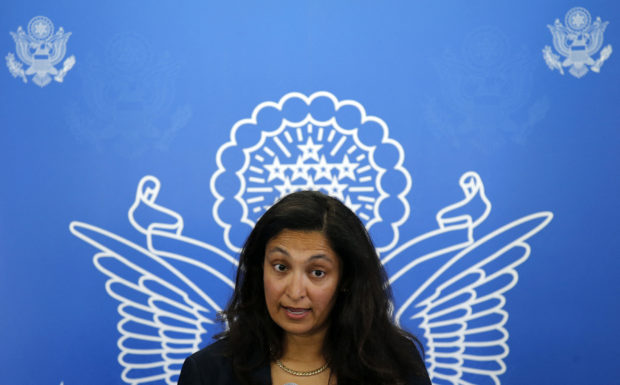 Uzra Zeya, Acting Assistant U.S. Secretary of State for Democracy, Human Rights and Labour, speaks at a news conference in Beijing August 2, 2013. REUTERS/Kim Kyung-Hoon/Files