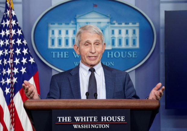 FILE PHOTO: Dr. Anthony Fauci speaks about the Omicron coronavirus variant during a press briefing at the White House in Washington, U.S., December 1, 2021. REUTERS/Kevin Lamarque