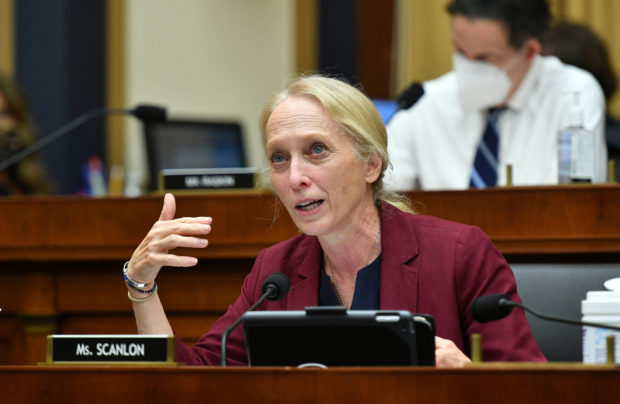 FILE PHOTO: Rep. Mary Gay Scanlon speaks during a hearing of the House Judiciary Subcommittee on Antitrust, Commercial and Administrative Law on "Online Platforms and Market Power", in the Rayburn House office Building on Capitol Hill, in Washington, U.S., July 29, 2020. Mandel Ngan/Pool via REUTERS/File Photo