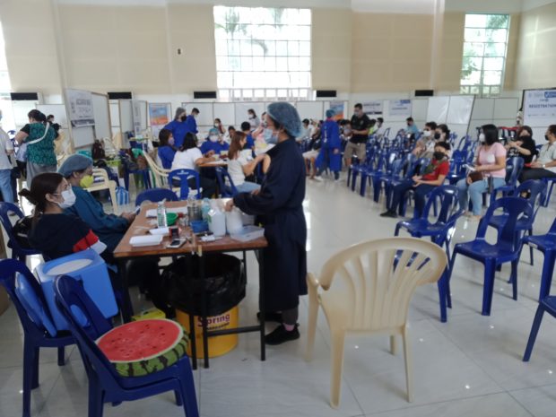 The mass COVID-19 vaccination continues at the Hiyas ng Bulacan Pavilion in the City of Malolos as the province sees an improving number of virus cases