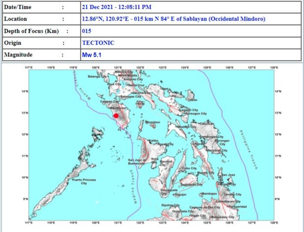 Magnitude 5.1 quake jolts Occidental Mindoro