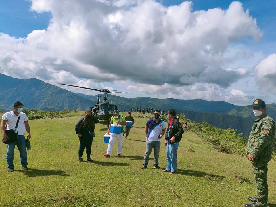 The vaccination team in Ilocos Sur led by Gov. Ryan Luis Singson reached Dec. 1 the far-flung town of Sugpon, through a helicopter from the Philippine Air Force carrying doses of COVID-19 vaccines