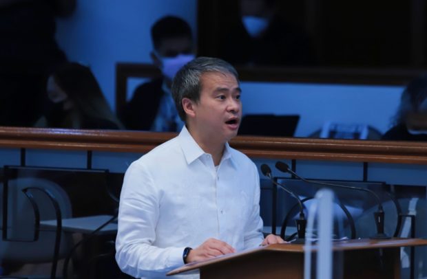 Sen. Joel Villanueva welcomes amendments to Senate Bill No. 2234 (SBN 2234) or An Act Creating the Department of Migrant Workers and Overseas Filipinos (DMWOF) during the hybrid plenary session Monday. December 13, 2021.