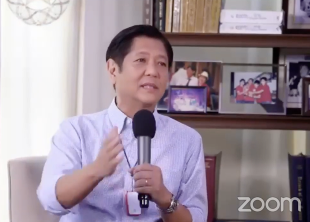 Presidential aspirant Ferdinand "Bongbong" Marcos Jr. speaks during the Agri 2022 Online Forum. Image from Facebook / Agri 2022