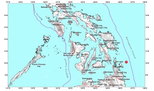 A magnitude 4.4 earthquake shook an area off the waters of Surigao Del Norte on Thursday night, said the Philippine Institute of Volcanology and Seismology (Phivolcs).
