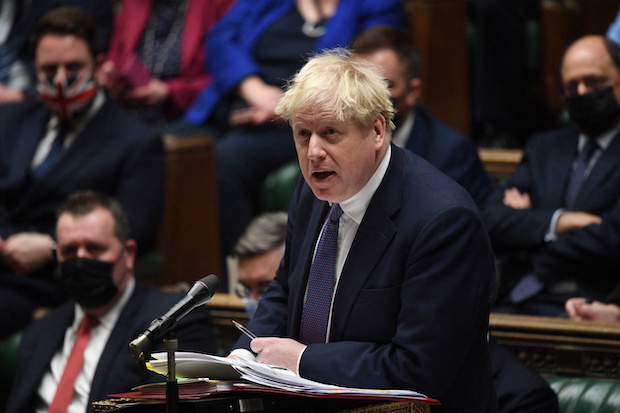 UK PM Boris Johnson in Parliament