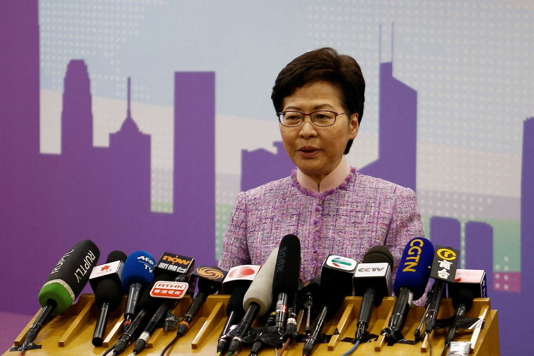 Hong Kong leader says she cannot accept claims press freedom faces 'extinction'