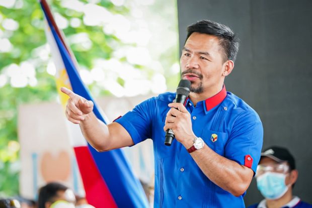 Presidential candidate Sen. Manny Pacquiao. STORY: I have no big financiers, no vested interests, says Pacquiao