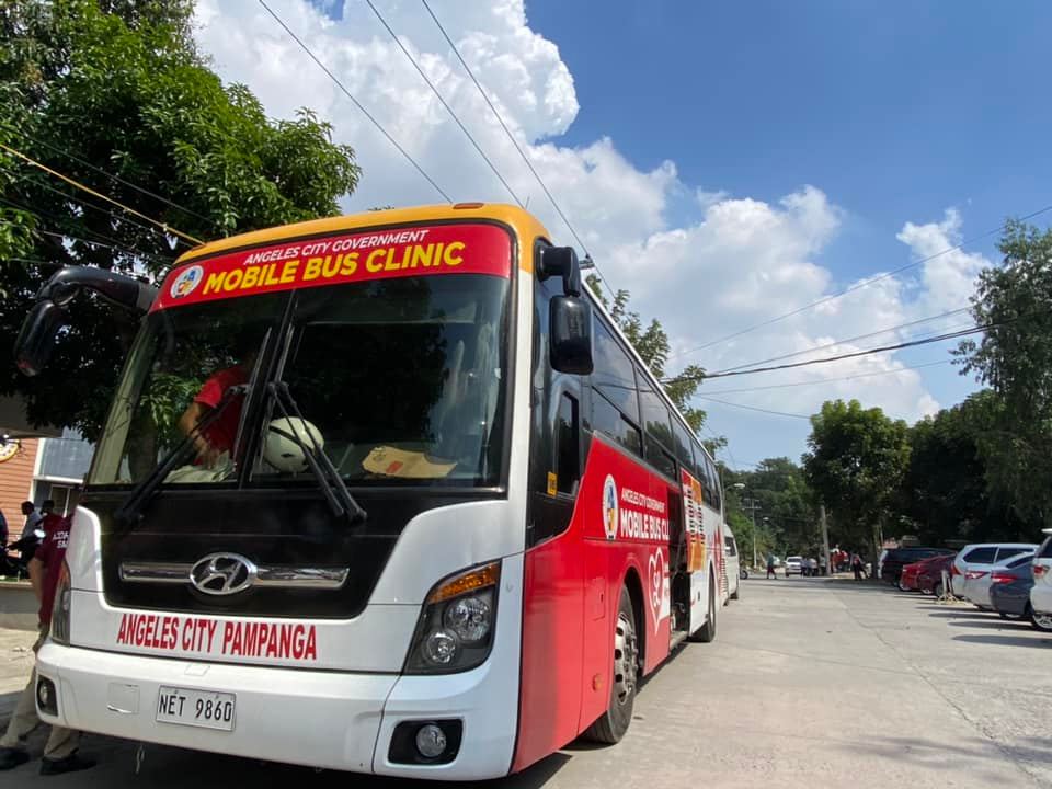 One of the mobile bus clinics in Angeles City used to vaccinate more residents against COVID-19