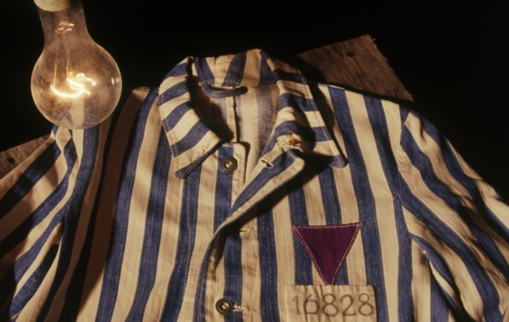 The purple triangle uniform worn by Jehovah's Witnesses at the Nazi concentration camps