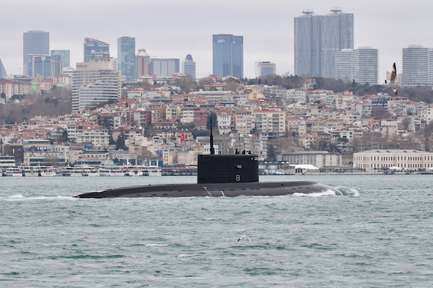 Photo of a Russian submarine for story: Ukraine advises airlines to skirt Black Sea due to Russian drills