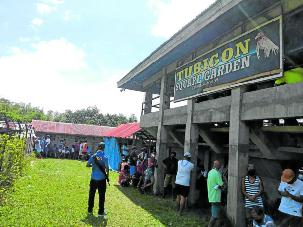 Photo of illegal cockfighting venue for story: Romblon mayor, 200 others nabbed for illegal derby
