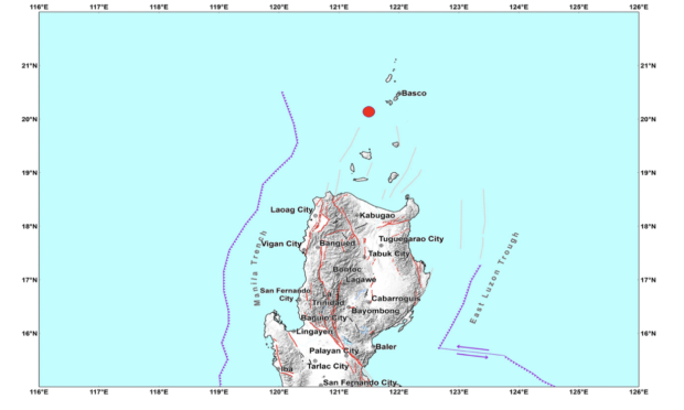 Earthquake in Sabtang, Batanes. Graphics from Phivolcs / Twitter