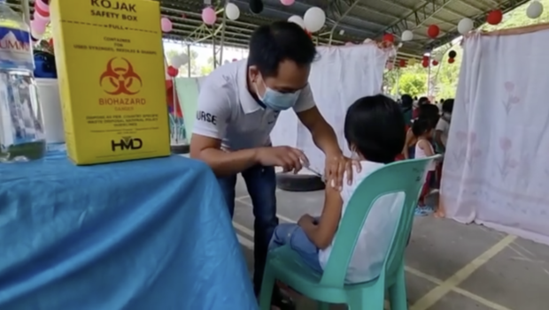 Kickoff ceremony for Pfizer Pediatric 5-11 years old COVID-19 vaccination at Poblacion Brgy Gym, Municipality of Tboli. Screenshot from Facebook / Rural Health Unit- RHU TBOLI