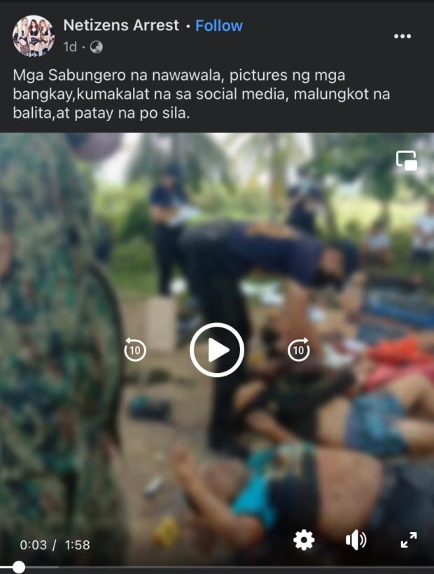 PNP says photos of missing 'sabungeros' actually from Maguindanao ambush