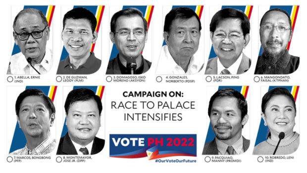 Composite. photo of the presidential candidates for story: Race to the Palace intensifies: Promises of the presidential bets