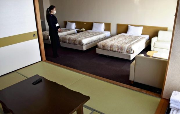 A hotel room in Fuefuki, Yamanashi Prefecture, that allows COVID-19 patients to recuperate with family members