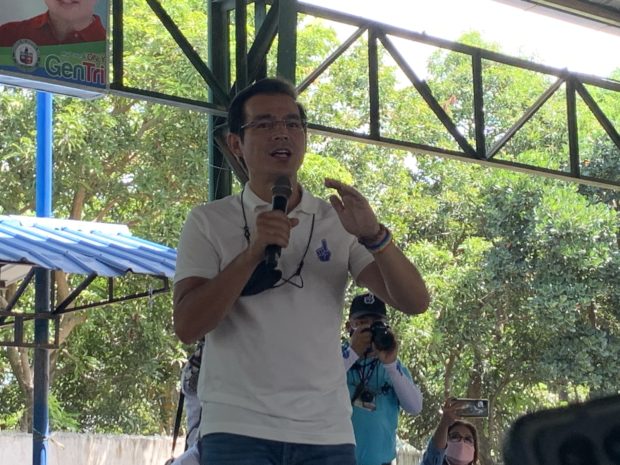 PHOTO: Isko Moreno speaking in an Aksyon Demokratiko town hall meeting in General Trias, Cavite. JOHN ERIC MENDOZA