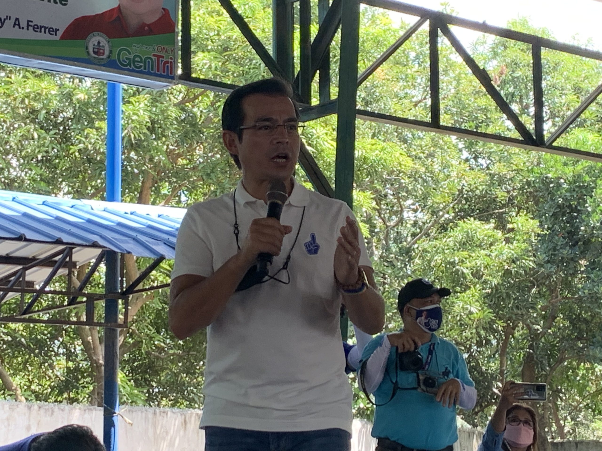 Isko Moreno speaking in an Aksyon Demokratiko town hall meeting in General Trias, Cavite. JOHN ERIC MENDOZA   