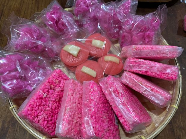 Pink delicacies in Cebu, for story: Cebu snacks turn pink in time for Robredo’s visit