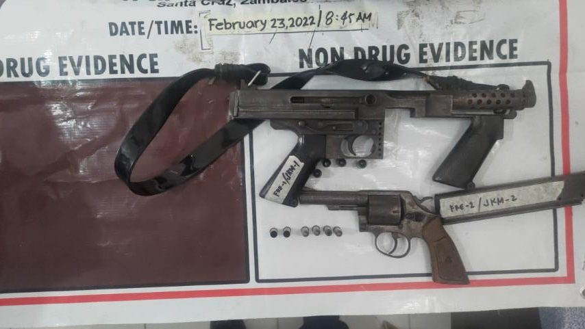 These two loaded guns were confiscated Wednesday from a man in Sta. Cruz town, Zambales