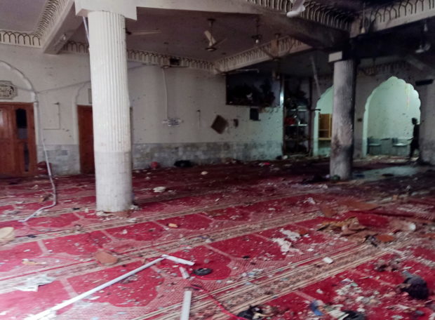 A general view of the prayer hall after a bomb blast inside a mosque during Friday prayers in Peshawar, Pakistan, March 4, 2022. REUTERS/Fayaz Aziz