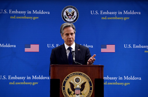 US Secretary of State Blinken visits Chisinau, FOR STORY: US sees 'very credible reports' of attacks on civilians in Ukraine