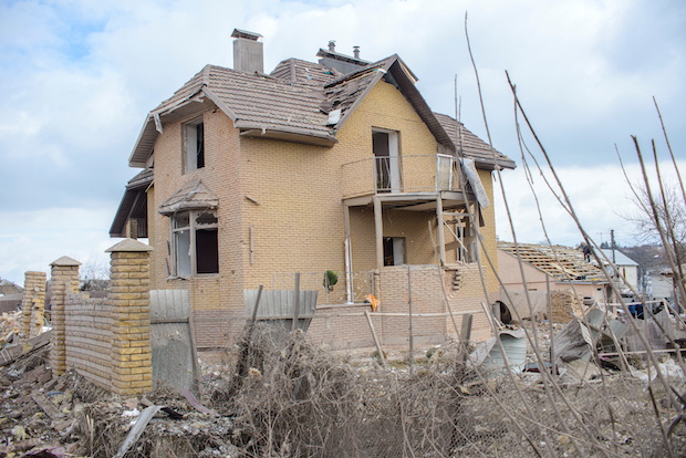 Aftermath of shelling in Sumy, Ukraine. FOR STORY: Scant progress evacuating Ukrainian civilians despite Russian ceasefire promise