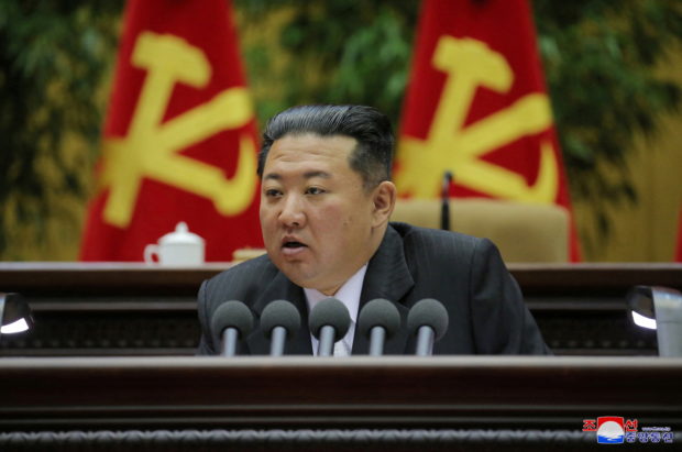  North Korean leader Kim Jong Un speaks during the 2nd Conference of Secretaries of Primary Committees of the Workers' Party of Korea (WPK), in this photo released on March 1, 2022 by North Korea's Korean Central News Agency (KCNA). KCNA via REUTERS/File Photo