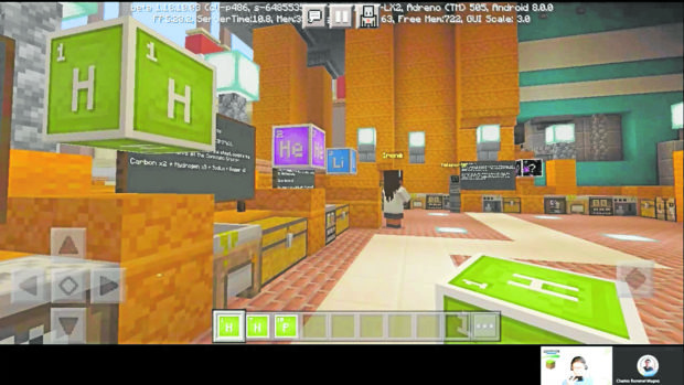 Une capture d'écran de l'application éducative Minecraft.