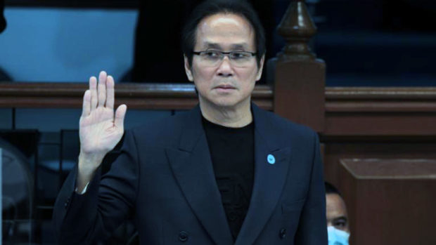 Businessman Charlie “Atong” Tiu Hay Ang attends the hybrid hearing of the Senate public order committee on Friday, Mar. 4, 2022. (Senate PRIB)