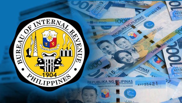Bureau of Internal Revenue over photo of 1,000-peso bills