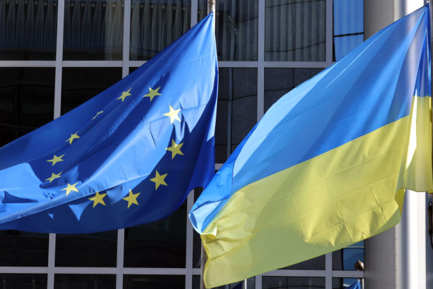 EU and ukraine flags