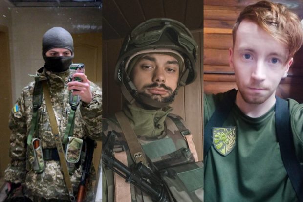 Photos of three LGBTQ+ Ukrainians who are fighting for their country and their rights
