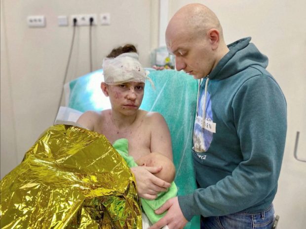 Ukrainian mother shielded baby from blast