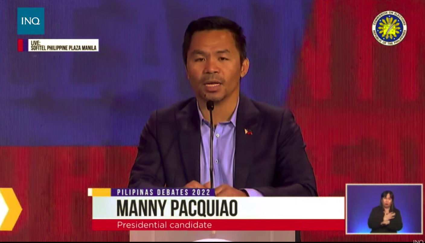 Presidential contender and Senator Manny Pacquiao